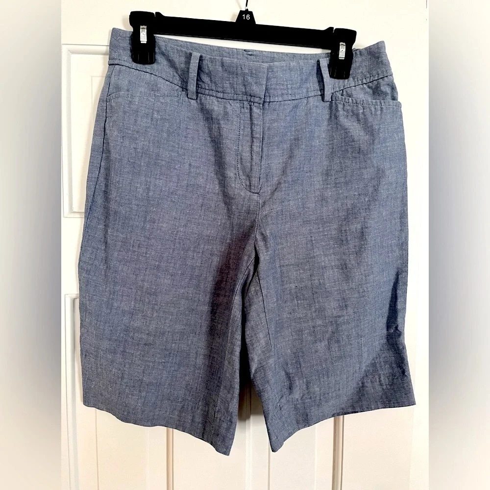 Talbots ‘Perfect Short’ 10.5 Inch Chambray Bermuda Shorts 100% Cotton Women Sz 2